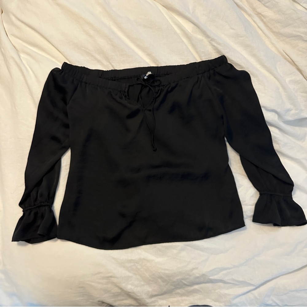 PAIGE black off-shoulder peasant top